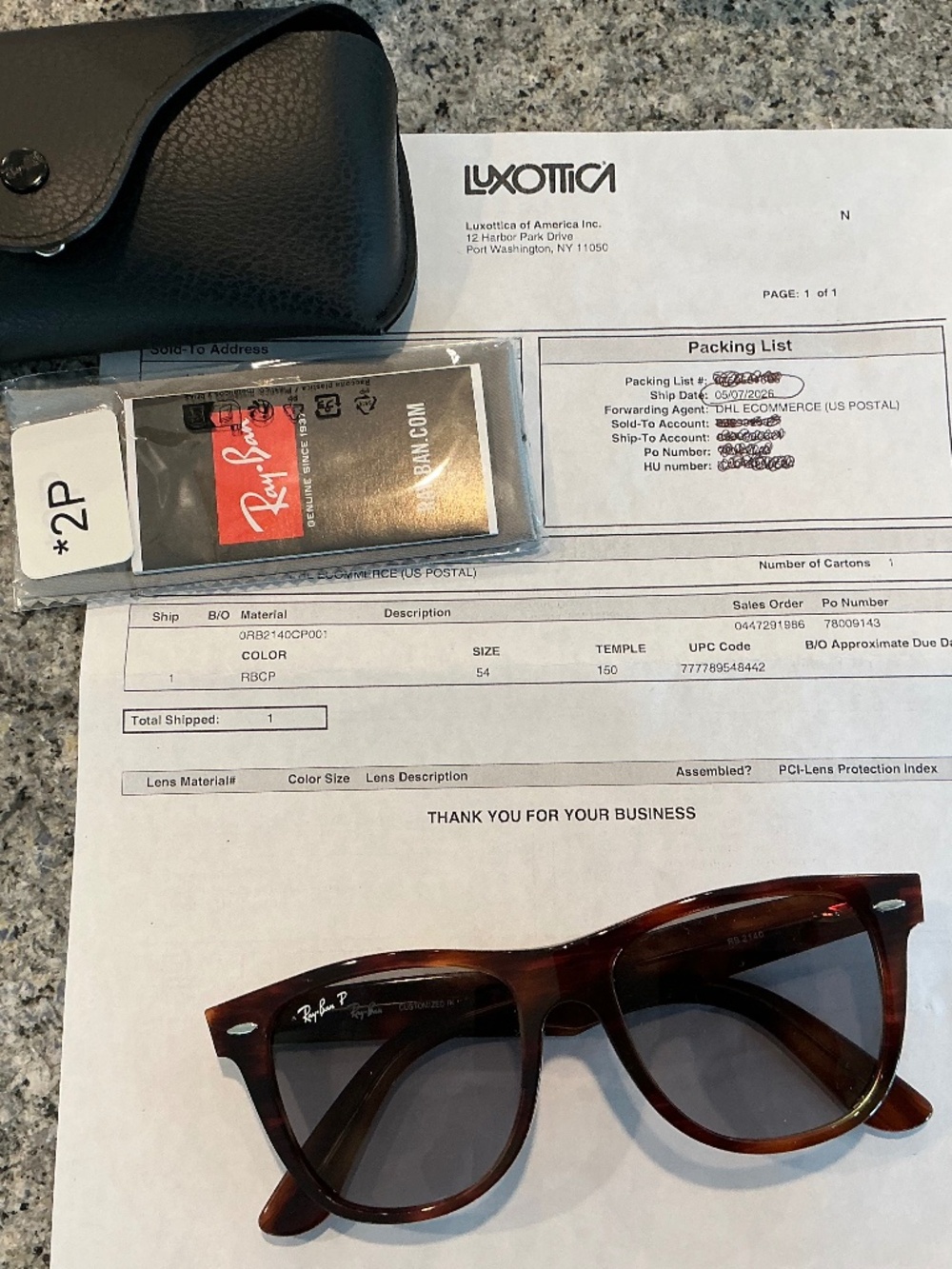 Ray Ban Wayfarer tortoise shell sunglasses size large